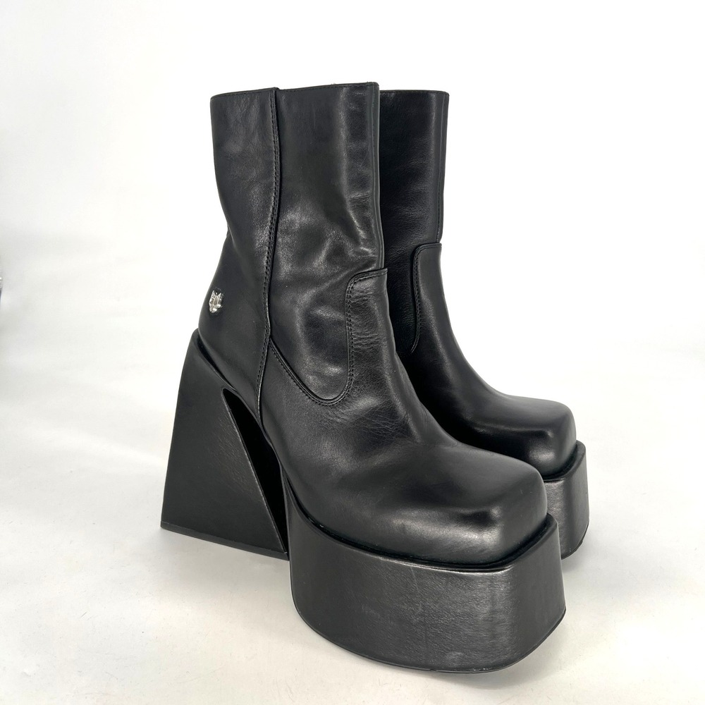 Naked‎ Wolfe Jane Leather Platform Booties Womens 8 Black Boot
